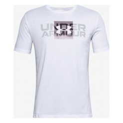 Under Armour Box Logo Wordmark Koszulka Biały. Białe podkoszulki męskie Under Armour, xl, z nadrukiem, z bawełny, bez kołnierzyka, z krótkim rękawem, krótkie. Za 119,95 zł.