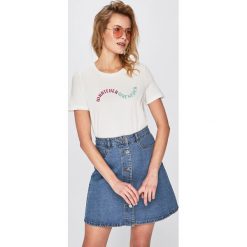 Vero Moda - Top. Białe bluzki z odkrytymi ramionami marki Vero Moda, s, z bawełny, z okrągłym kołnierzem. Za 59,90 zł.
