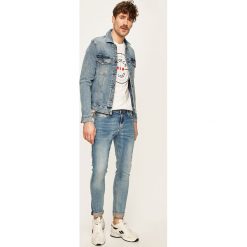 Only & Sons - Kurtka jeansowa. Niebieskie płaszcze męskie Only & Sons, s, bez wzorów, z elastanu, krótkie, bez kaptura. W wyprzedaży za 119,90 zł.