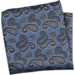 Niebieska Męska Poszetka w Łezki -ALTIES- Elegancka, Paisley, Orientalna POSZALTTANIA0382. Niebieskie poszetki męskie Alties, bez wzorów, z materiału, eleganckie. Za 16,90 zł.