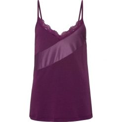 Top z koronką bonprix jagodowy. Fioletowe topy damskie bonprix, w koronkowe wzory, z koronki. Za 49,99 zł.