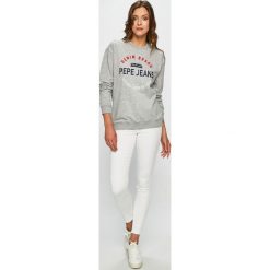 Pepe Jeans - Bluza Poppy. Białe bluzy damskie Pepe Jeans, s, z nadrukiem, z elastanu, bez rękawów, bez kaptura. W wyprzedaży za 169,90 zł.