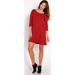 Bordo Sukienka Mini z Patkami Imitującymi Kieszenie. Czarne sukienki balowe marki bonprix, do pracy, w paski, moda ciążowa. Za 129,00 zł.
