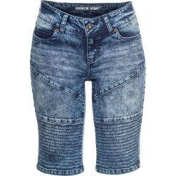 Bermudy dżinsowe w stylu biker bonprix ciemny denim. Niebieskie jeansy damskie bonprix, bez wzorów, z jeansu. Za 119,99 zł.