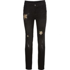 Dżinsy w gwiazdy bonprix czarny "stone". Czarne jeansy damskie bonprix, z jeansu. Za 89,99 zł.