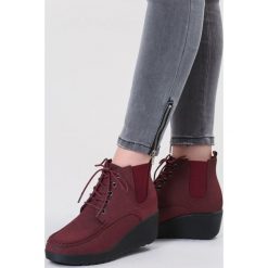 Bordowe Botki Got Spirit. Czerwone koturny damskie vices, bez obcasa, na koturnie, na sznurówki. Za 89,99 zł.