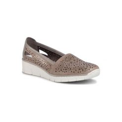 RIEKER 53756-40 Szary. Szare półbuty damskie Rieker, bez wzorów, ze skóry, bez obcasa, bez zapięcia. Za 229,99 zł.