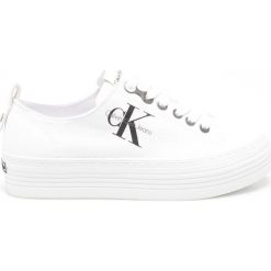 Calvin Klein Jeans - Tenisówki. Białe tenisówki damskie marki Calvin Klein Jeans, z jeansu, na sznurówki. Za 359,90 zł.