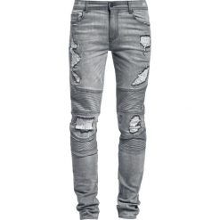 Jeansy męskie regular: Doomsday Destroyed Biker Jeans Jeansy szary