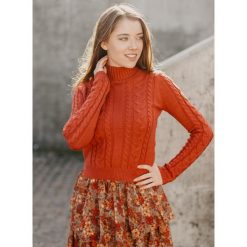 SWETER GAJA BEET - UNI. Swetry damskie Fanaberia.com, na jesień, uniwersalny, bez wzorów, ze splotem, eleganckie, z krótkim rękawem, krótkie, bez kaptura. Za 74,90 zł.