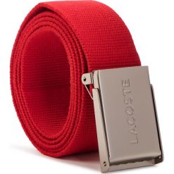 Pasek Męski LACOSTE - RC2012 Red 240. Czerwone paski męskie marki Lacoste, w paski, z materiału. Za 199,00 zł.