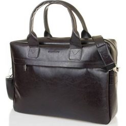 Torba męska na ramię na lapotop casual BRODRENE B03 ciemnobrązowa - c. brązowy. Pomarańczowe torby męskie skórzane Brødrene, eleganckie. Za 189,99 zł.