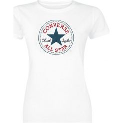 Converse Core CP Crew Koszulka damska biały. Białe bluzki z odkrytymi ramionami Converse, xl, z nadrukiem, z bawełny, z okrągłym kołnierzem. Za 62,90 zł.