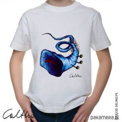 T-shirty damskie: Niebieska trąbka – t-shirt dla dziecka (kolory.)