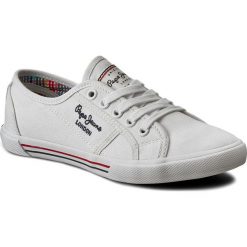 Tenisówki PEPE JEANS - Aberlady Basic 17 PLS30500 White 800. Białe półbuty damskie Pepe Jeans, bez wzorów, z jeansu, bez zapięcia. W wyprzedaży za 169,00 zł.