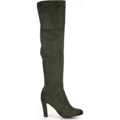 Zielone Kozaki Na Szpilce VINCEZA. Zielone kozaki damskie Vinceza, na imprezę, na zimę, z tkaniny, eleganckie, na wysokim obcasie, na obcasie, na zamek. Za 189,00 zł.