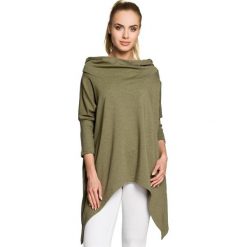 HOLLY Asymetryczna peleryna - khaki. Brązowe bluzy damskie marki Moe, s, z dzianiny, z długim rękawem, długie. Za 169,00 zł.