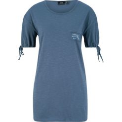 T-shirt bawełniany z cekinami bonprix indygo. Niebieskie t-shirty damskie bonprix, bez wzorów, z bawełny, bez kołnierzyka. Za 19,99 zł.