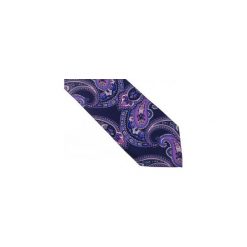 Granatowy krawat w niebiesko-fioletowy wzór paisley D139. Niebieskie krawaty męskie Modini Moda Męska, na co dzień, bez wzorów, z tkaniny, casualowe. Za 49,50 zł.