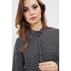 Koszula w paski. Czarne koszule damskie Moodo, xs, w paski, z wiskozy, bez kołnierzyka, z długim rękawem. Za 79,99 zł.