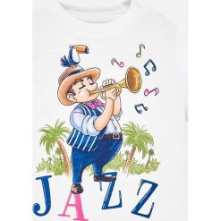Mayoral - T-shirt dziecięcy 68-98 cm. Białe t-shirty chłopięce Mayoral, z nadrukiem, z bawełny, bez rękawów. W wyprzedaży za 34,90 zł.