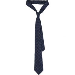 Krawat Granatowy w Kratę. Niebieskie krawaty męskie LANCERTO, bez wzorów, z tkaniny, eleganckie. Za 139,90 zł.