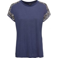 Luźniejszy shirt z cekinami bonprix szaroniebieski. Fioletowe koszulki damskie bonprix, z aplikacjami, z okrągłym kołnierzem, z krótkim rękawem. Za 89,99 zł.