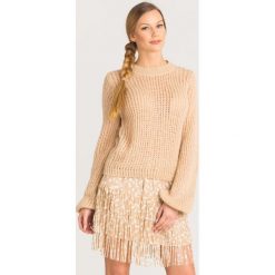 SWETER Patrizia Pepe. Brązowe swetry damskie Patrizia Pepe, s, z aplikacjami, z materiału, bez rękawów, bez kaptura. Za 489,00 zł.