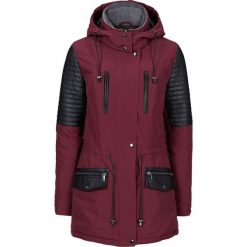 Kurtka parka z wstawkami ze sztucznej skóry bonprix czerwony klonowy - czarny. Czerwone kurtki damskie bonprix, z materiału. Za 199,99 zł.