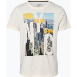 Tom Tailor Denim - T-shirt męski, beżowy. Brązowe t-shirty męskie TOM TAILOR DENIM, s, z nadrukiem, z denimu, bez kołnierzyka. Za 69,95 zł.