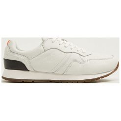 Mango Man - Buty. Białe buty sportowe męskie Mango Man, z bawełny, na sznurówki. Za 269,90 zł.