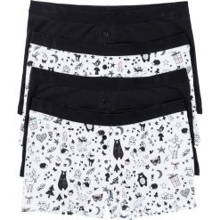 Bokserki damskie (4 pary) bonprix czarno-biel wełny z nadrukiem. Czarne majtki damskie bonprix, z wełny. Za 55,96 zł.