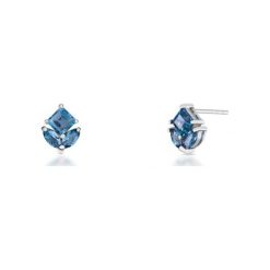 Zjawiskowe Kolczyki Srebrne - srebro 925, Topaz london blue. Szare kolczyki damskie marki W.KRUK, z topazem, srebrne, na sztyftcie. Za 349,00 zł.