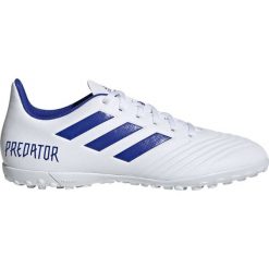 Buty piłkarskie adidas Predator 19.4 Tf M D97971. Białe buty sportowe męskie Adidas, z materiału, bez zapięcia, do piłki nożnej. W wyprzedaży za 269,00 zł.