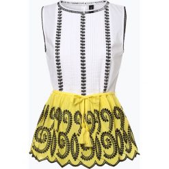 Marc Cain Collections - Damska bluzka bez rękawów, żółty. Żółte bluzki damskie marki Marc Cain Collections, z haftami, bez kołnierzyka, bez rękawów. Za 849,95 zł.
