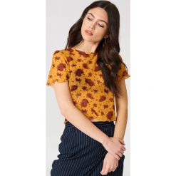 NA-KD Krótki siateczkowy T-shirt - Multicolor,Yellow. Żółte t-shirty damskie NA-KD. W wyprzedaży za 24,29 zł.