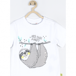 Koszulka. Białe t-shirty chłopięce HANG WITH ME, z aplikacjami, z krótkim rękawem. Za 25,90 zł.