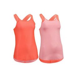 Top kardio fitness FTA 520 damski. Różowe topy damskie DOMYOS, l, bez wzorów, z elastanu, bez kołnierzyka. W wyprzedaży za 29,99 zł.