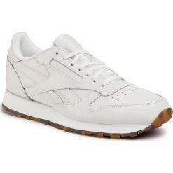 Buty Reebok - Cl Leather Mu EH2395 Chalk/Chalk/Chalk. Białe półbuty męskie Reebok, na co dzień, bez wzorów, ze skóry, bez zapięcia. W wyprzedaży za 249,00 zł.