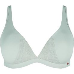 Biustonosz w kolorze miętowym. Niebieskie biustonosze Skiny Women & Men, z haftami. W wyprzedaży za 62,95 zł.