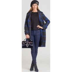 PŁASZCZ ARMANI EXCHANGE W KRATĘ. Niebieskie kurtki damskie Armani Exchange, s, z aplikacjami, bez kaptura. Za 734,50 zł.