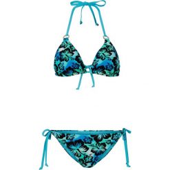 Bikini z trójkątnymi miseczkami bonprix niebieski wzorzysty. Niebieskie stroje kąpielowe damskie bonprix, bez wzorów. Za 74,99 zł.