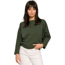 Bluza nietoperz z guzikami i wiązaniem z tyłu - militarno zielony. Zielone bluzy damskie BE, s, bez wzorów, z elastanu, bez rękawów, bez kaptura. Za 179,00 zł.