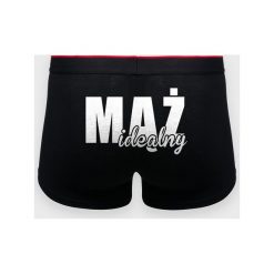 Bokserki męskie Mąż idealny 2. Czerwone bokserki męskie MegaKoszulki, bez wzorów, z elastanu. Za 49,90 zł.