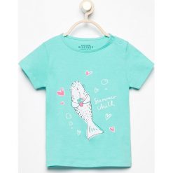 T-shirty damskie: T-shirt z delikatnym nadrukiem – Turkusowy
