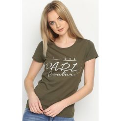 Ciemnozielony T-shirt Posh. Zielone t-shirty damskie marki Born2be, m. Za 29,99 zł.