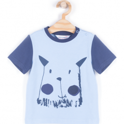 Koszulka. Niebieskie t-shirty chłopięce marki MY DOG, z nadrukiem, z elastanu, z długim rękawem. Za 24,90 zł.