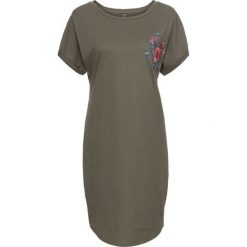 Sukienki hiszpanki: Sukienka shirtowa z haftem bonprix zielono-szary