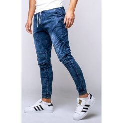 Spodnie męskie joggery niebieskie Recea. Niebieskie spodnie męskie Recea, xl, bez wzorów, z bawełny. Za 79,99 zł.