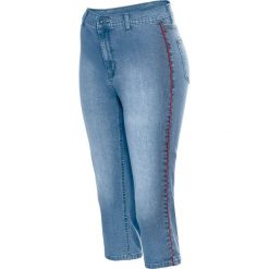 Rybaczki dżinsowe z czerwonymi paskami bonprix niebieski "bleached”. Niebieskie rybaczki damskie bonprix, w paski, z jeansu. Za 74,99 zł.